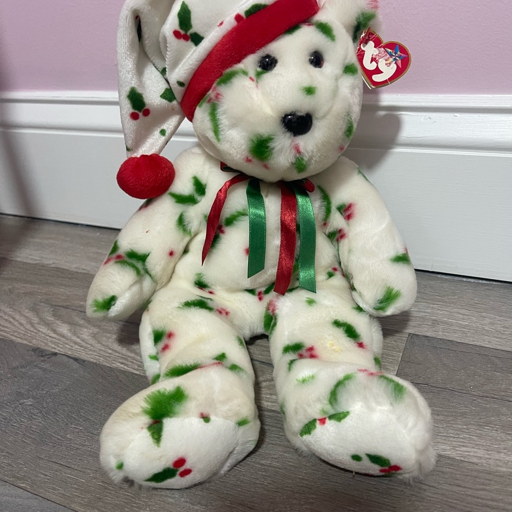 Ty Holiday Teddy Bear with Red and Green Accents 1998
